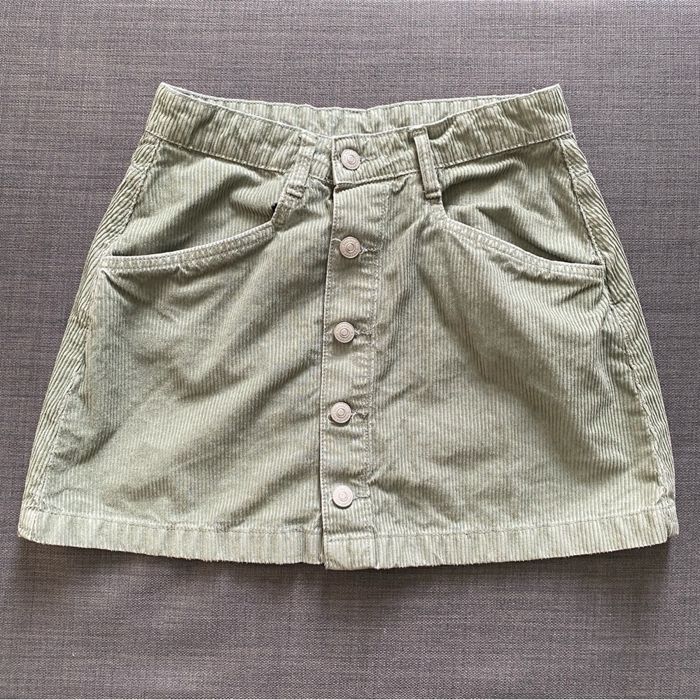 Free People Sage Green Corduroy Short Skirt Size 4 - Picture 2 of 9